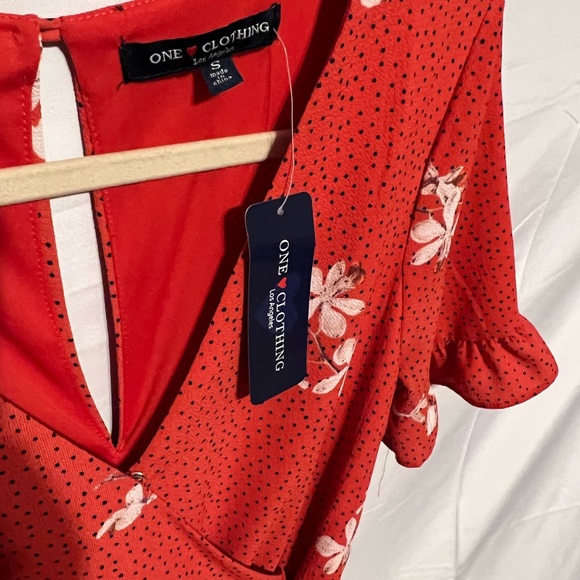 Sz S Ruffles & Floral & Dots Faux Wrap Front Challis Romper NWT - Picture 8 of 16